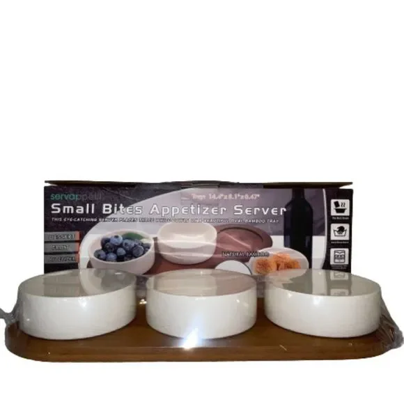 🆕Bowls Small Appetizer with Bamboo Server . - Picture 1 of 2
